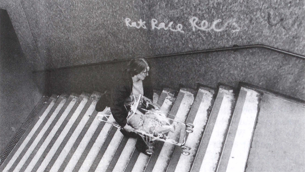 Urban Obsticle Courses', photograph of Anne Thorne and child taken from 'Making Space: Women and the Man-Made Environment', Pluto Press, 1984. Courtesy of Matrix Open feminist architecture archive.
